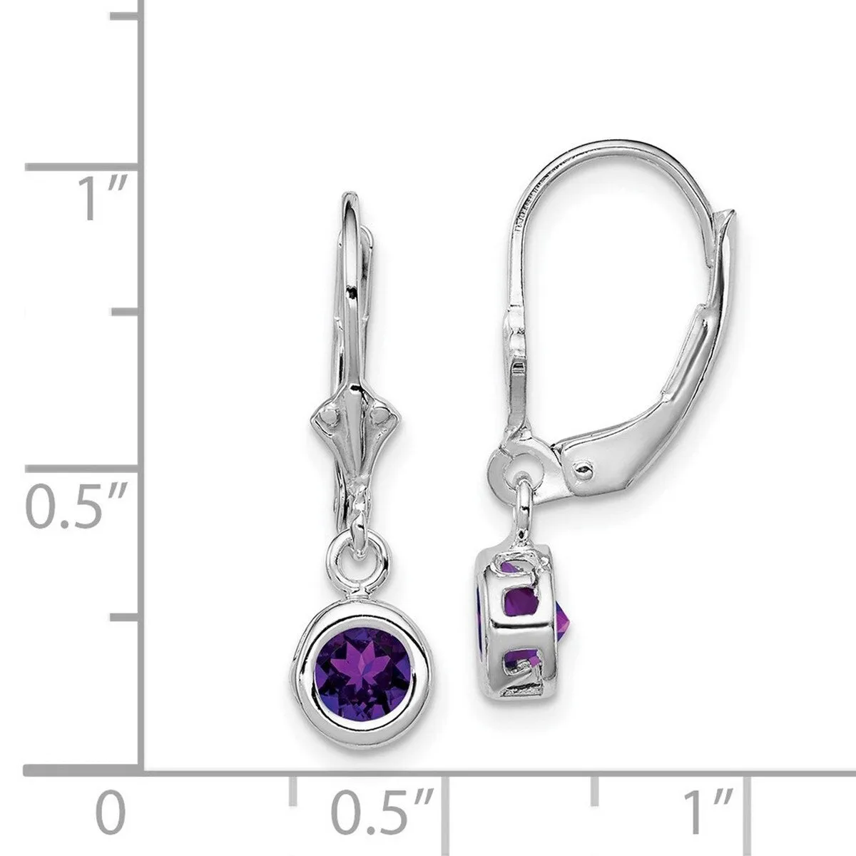 Curata 925 Sterling Silver Bezel Round Amethyst Leverback Earrings - 26x6mm sold by Zulily