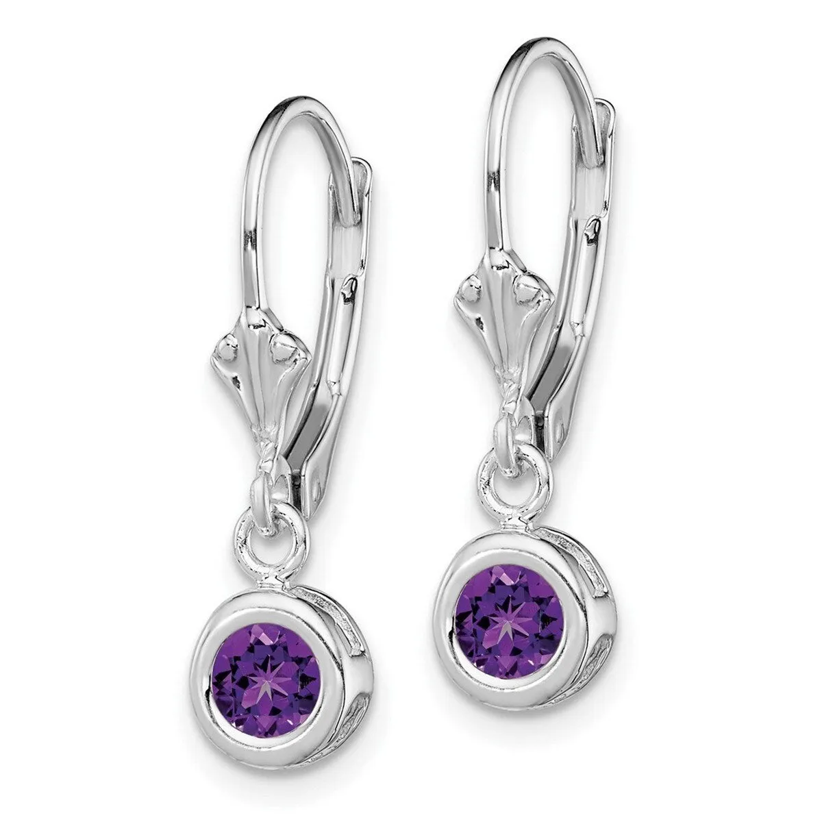 Curata 925 Sterling Silver Bezel Round Amethyst Leverback Earrings - 26x6mm sold by Zulily product image thumbnail 2