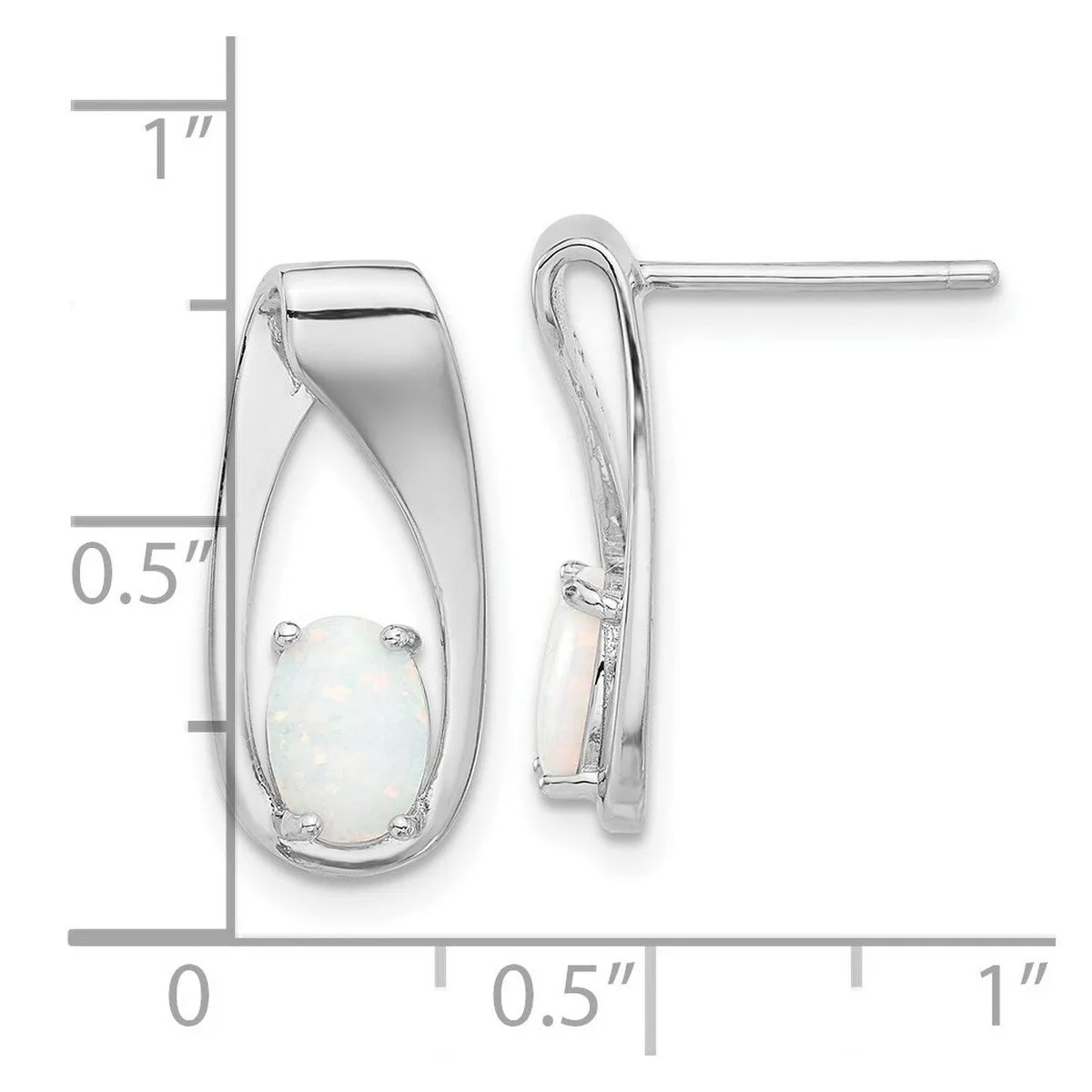 Curata 925 Sterling Silver Rhodium Plated White Simulated Opal Post Earrings - 18.85x8.6mm sold by Zulily