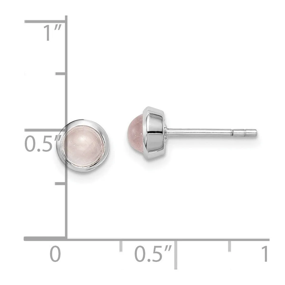 Curata 925 Sterling Silver Rhodium Plated 6.5mm Rose Quartz Post Earrings sold by Zulily product image thumbnail 3