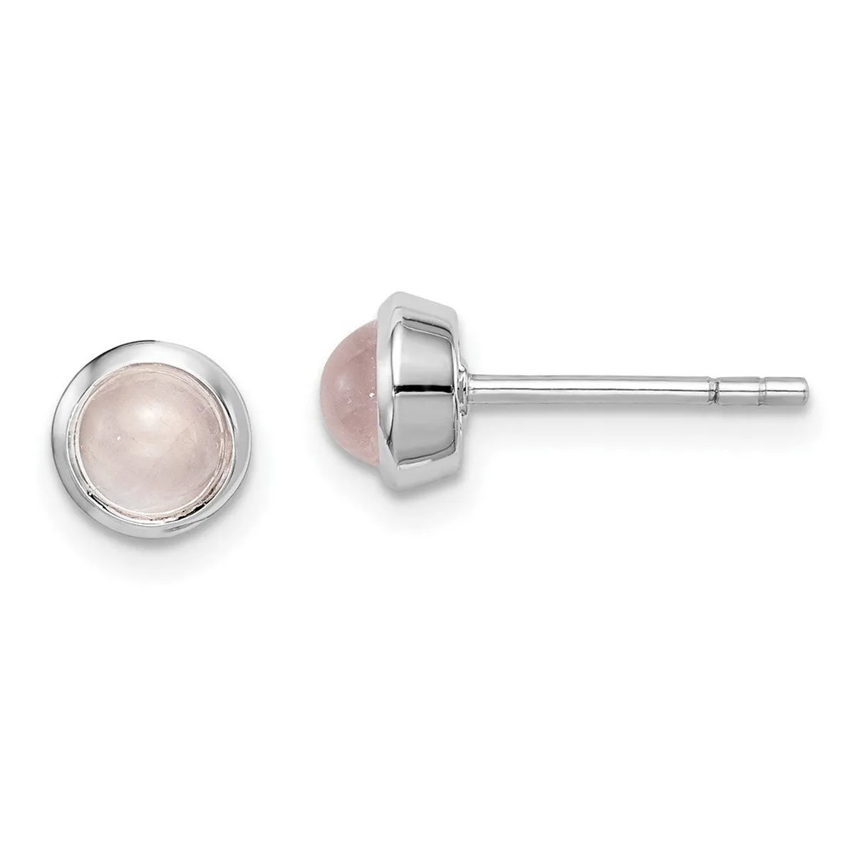 Curata 925 Sterling Silver Rhodium Plated 6.5mm Rose Quartz Post Earrings sold by Zulily product image thumbnail 5