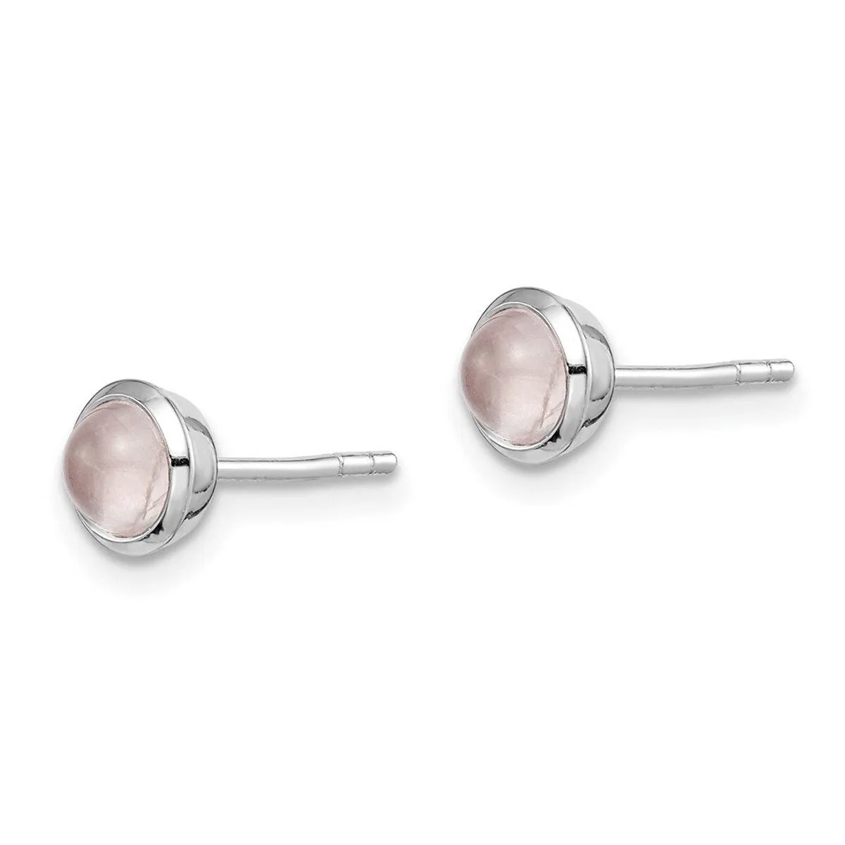 Curata 925 Sterling Silver Rhodium Plated 6.5mm Rose Quartz Post Earrings sold by Zulily product image thumbnail 4