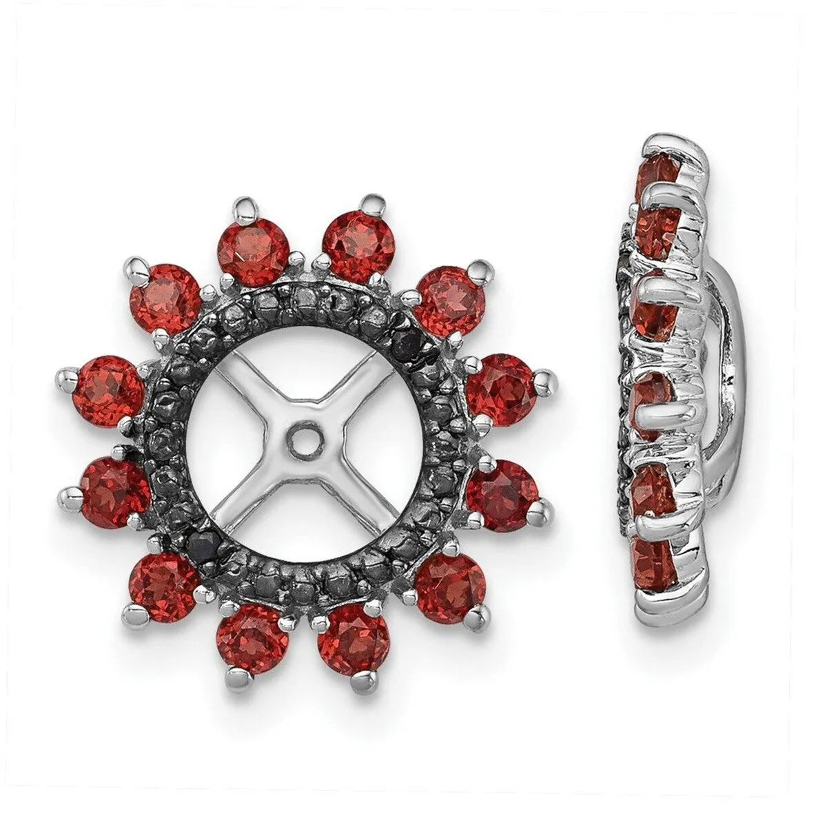 Curata 925 Sterling Silver 14mm Garnet and Black Sapphire Earring Jackets sold by Zulily product image thumbnail 5