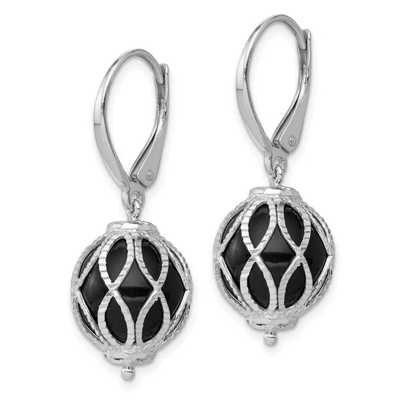 Curata 925 Sterling Silver Artisan Black Onyx Leverback Earrings - 34x14mm sold by Zulily