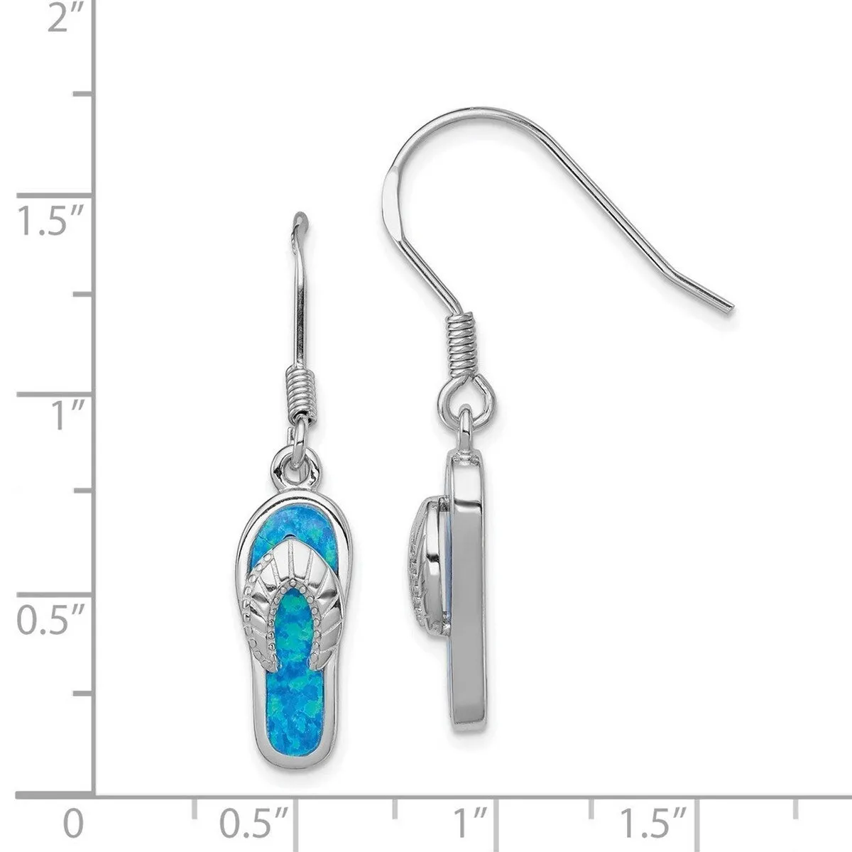 Curata 925 Sterling Silver Blue Inlay Simulated Opal Sandal Hook Earrings - 36x8mm sold by Zulily product image thumbnail 4