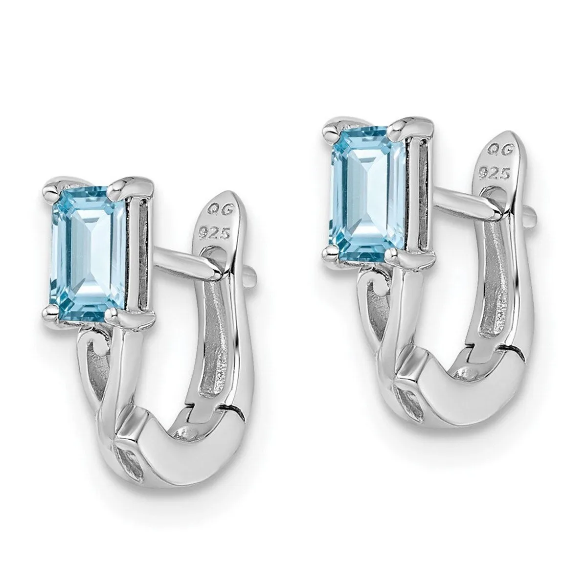 Curata 925 Sterling Silver Polished Rhodium Plated Sky Blue Topaz Hinged Hoop Earrings - 12x11mm sold by Zulily product image thumbnail 4