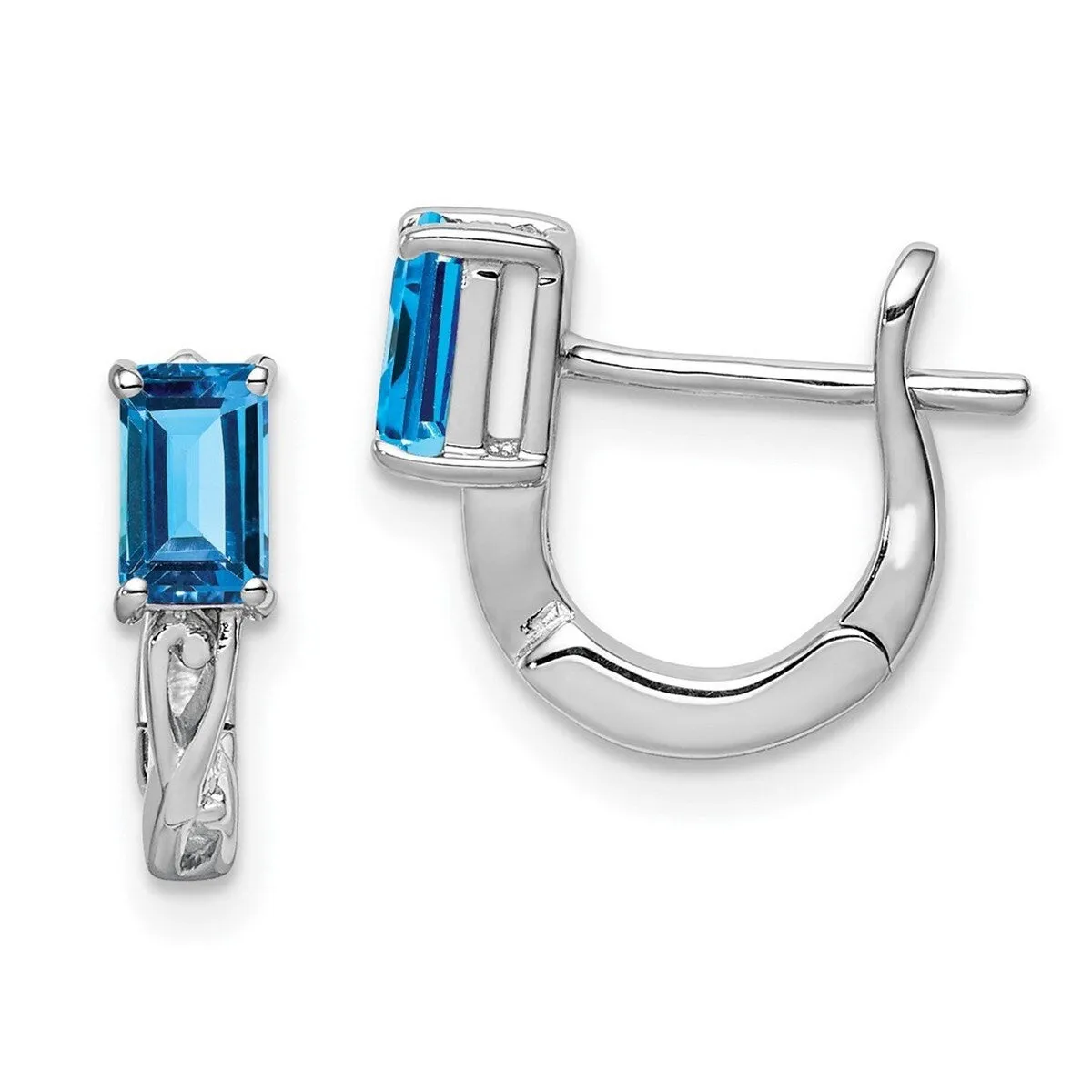 Curata 925 Sterling Silver Polished Rhodium Plated Sky Blue Topaz Hinged Hoop Earrings - 12x11mm sold by Zulily product image thumbnail 5