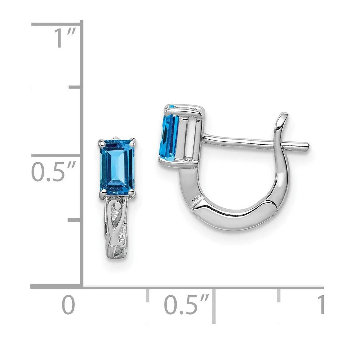 Curata 925 Sterling Silver Polished Rhodium Plated Sky Blue Topaz Hinged Hoop Earrings - 12x11mm sold by Zulily product image thumbnail 3