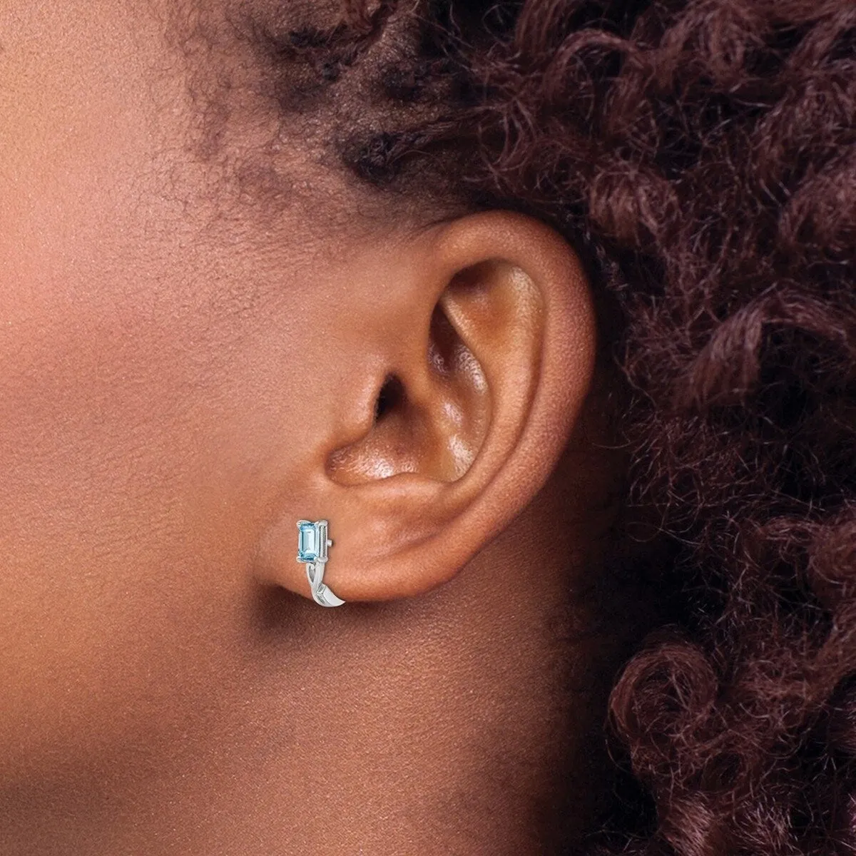 Curata 925 Sterling Silver Polished Rhodium Plated Sky Blue Topaz Hinged Hoop Earrings - 12x11mm sold by Zulily product image thumbnail 2