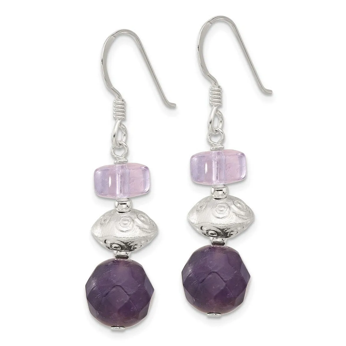 Curata 925 Sterling Silver Artisan Amethyst and Ametrine Hook Earrings - 42.5x9.5mm sold by Zulily product image thumbnail 4