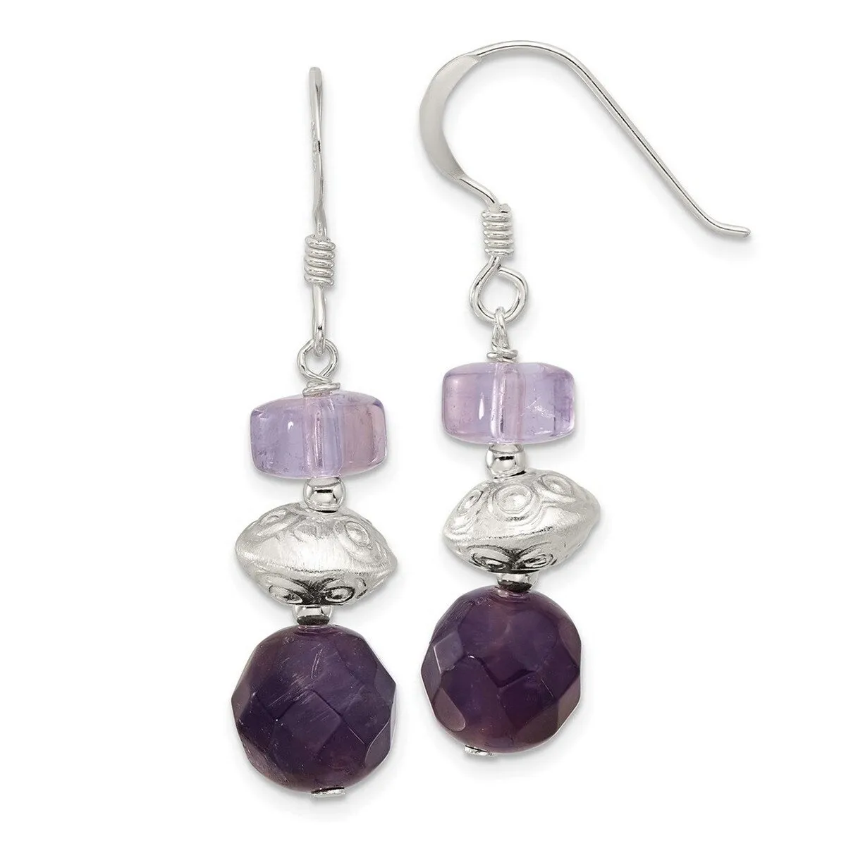 Curata 925 Sterling Silver Artisan Amethyst and Ametrine Hook Earrings - 42.5x9.5mm sold by Zulily product image thumbnail 2