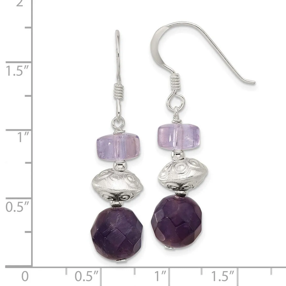Curata 925 Sterling Silver Artisan Amethyst and Ametrine Hook Earrings - 42.5x9.5mm sold by Zulily product image thumbnail 3