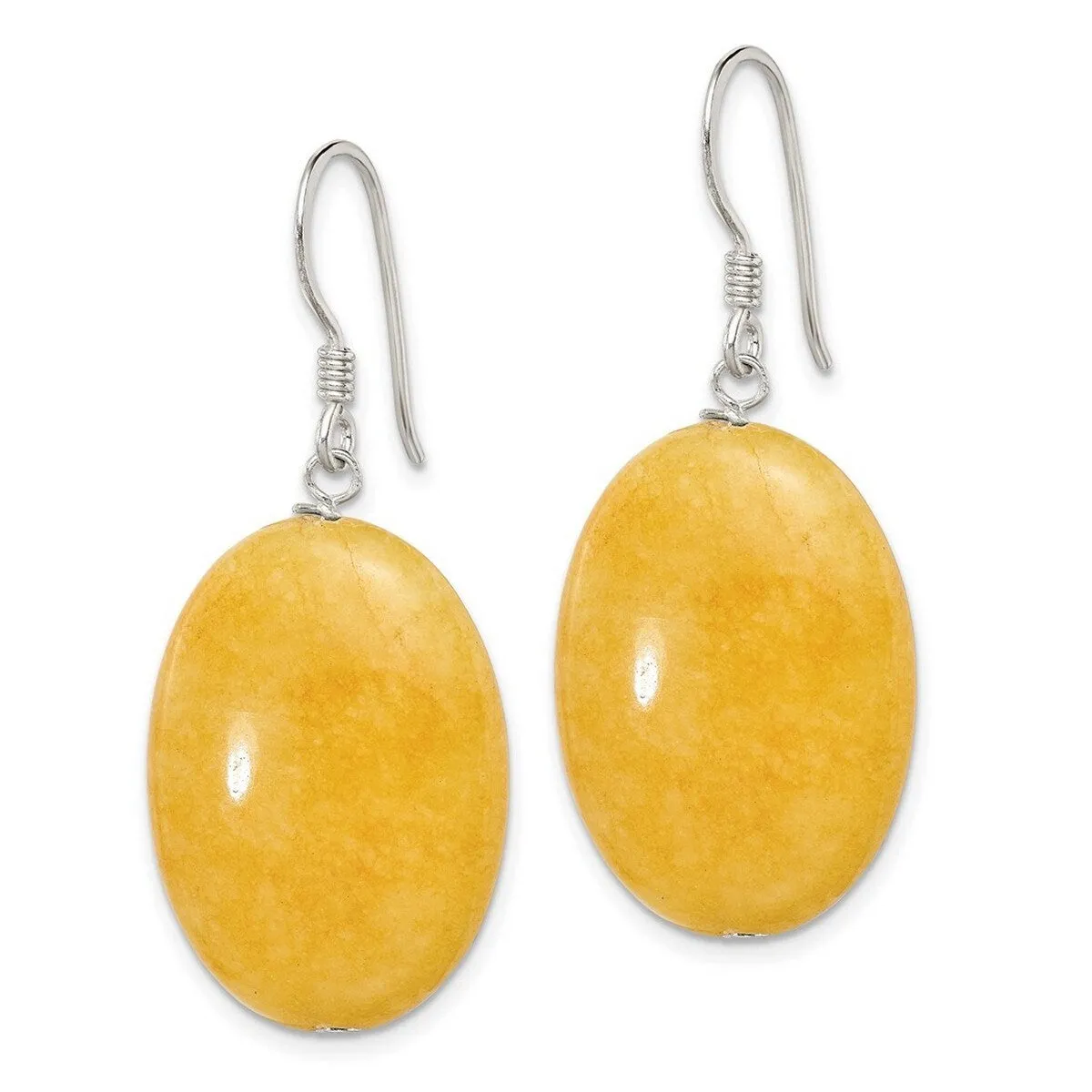 Curata 925 Sterling Silver Yellow Dyed Jade Dangle Hook Earrings - 38x18mm sold by Zulily