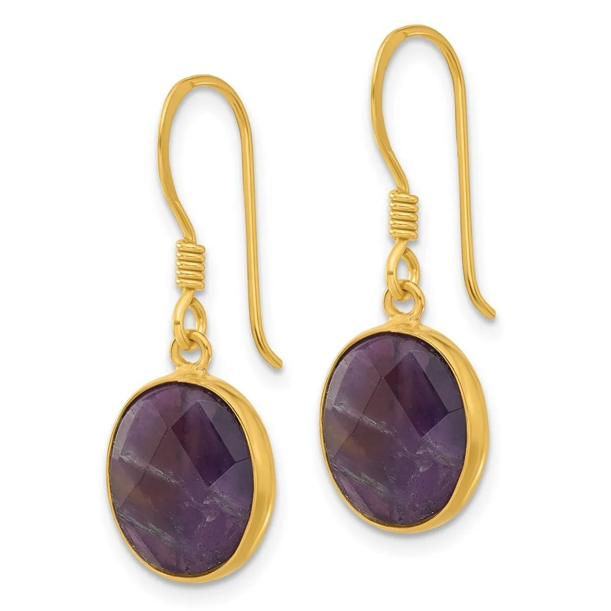 Curata 925 Sterling Silver Gold Plated Bezel Oval Amethyst Dangle Earrings - 30.25x10.7mm sold by Zulily product image thumbnail 5
