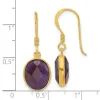 Curata 925 Sterling Silver Gold Plated Bezel Oval Amethyst Dangle Earrings - 30.25x10.7mm sold by Zulily