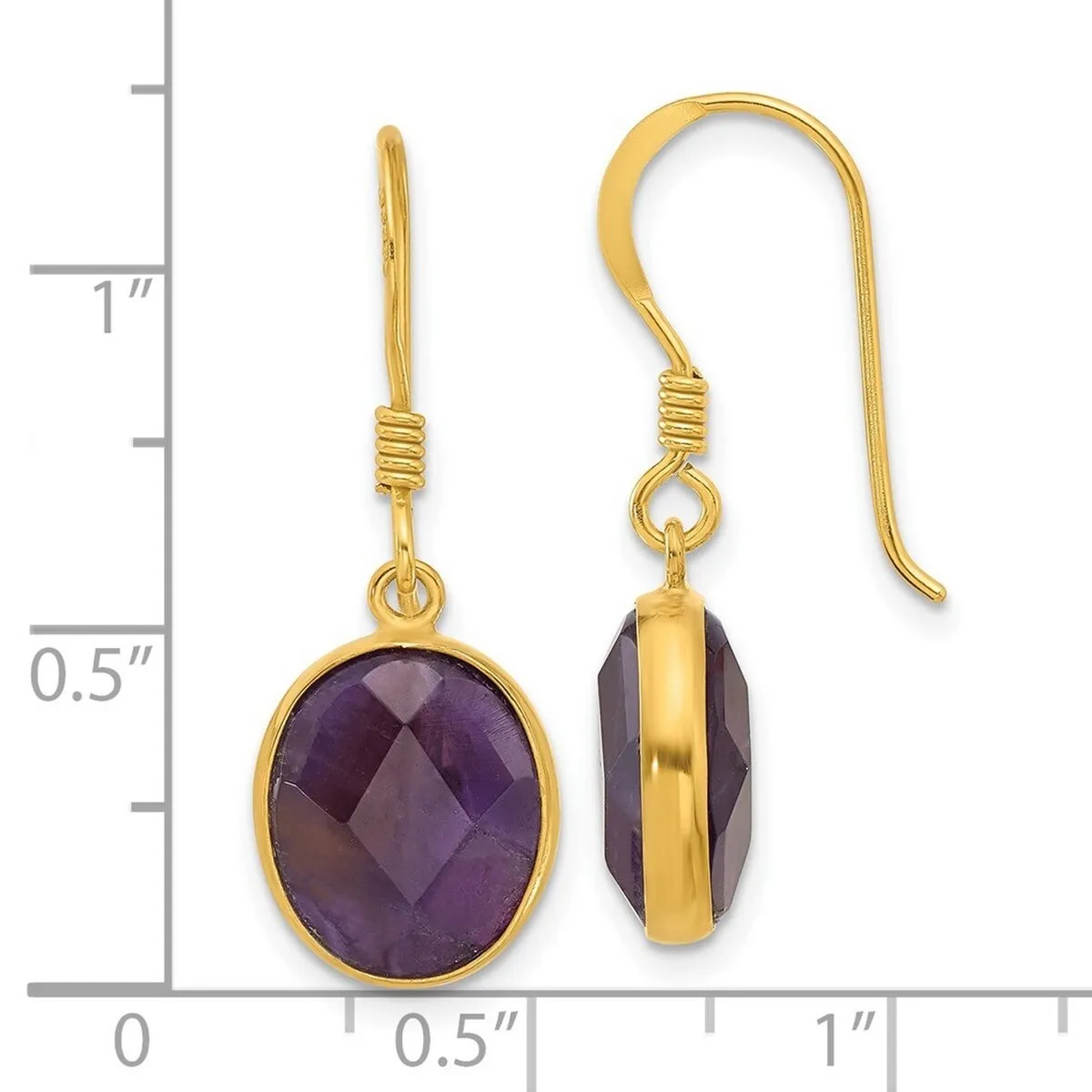 Curata 925 Sterling Silver Gold Plated Bezel Oval Amethyst Dangle Earrings - 30.25x10.7mm sold by Zulily product image thumbnail 4