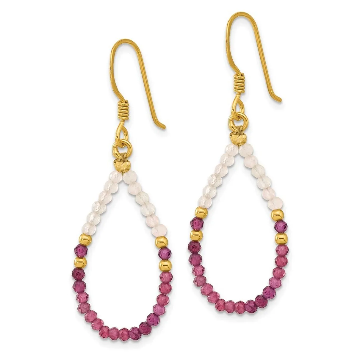 Curata 925 Sterling Silver Gold Plated Garnet and Rose Quartz Dangle Earrings - 48.5x16mm sold by Zulily product image thumbnail 4