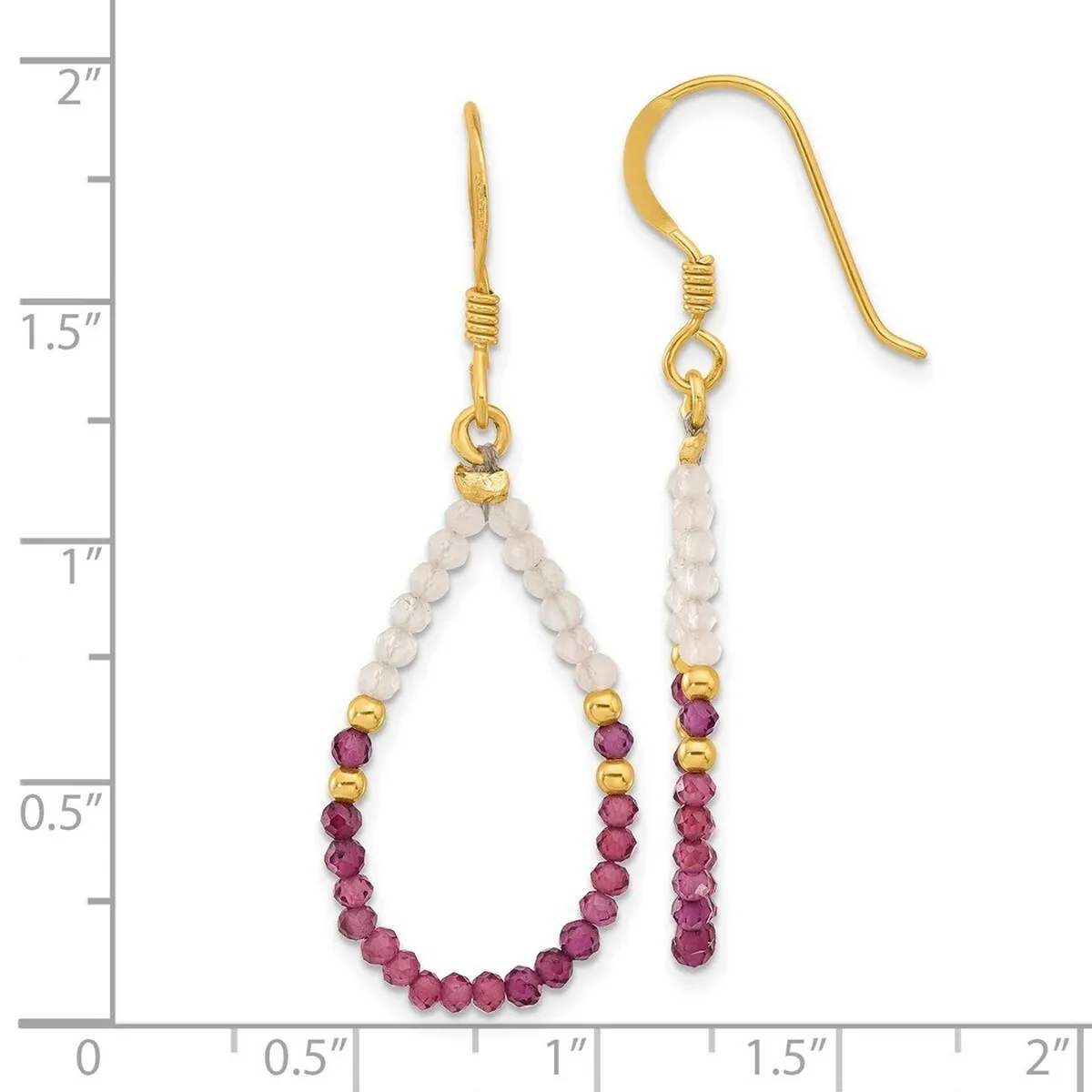 Curata 925 Sterling Silver Gold Plated Garnet and Rose Quartz Dangle Earrings - 48.5x16mm sold by Zulily product image thumbnail 2