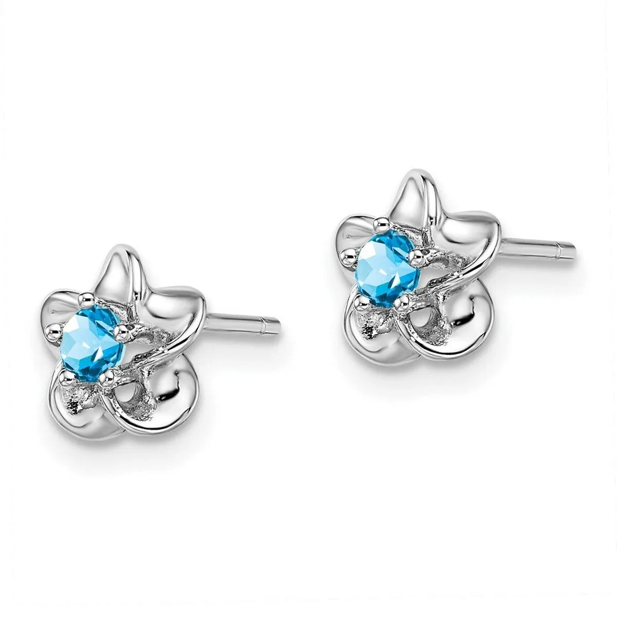 Curata 925 Sterling Silver Rhodium Plated Floral Blue Topaz Post Earrings - 14.5x8mm sold by Zulily product image thumbnail 2