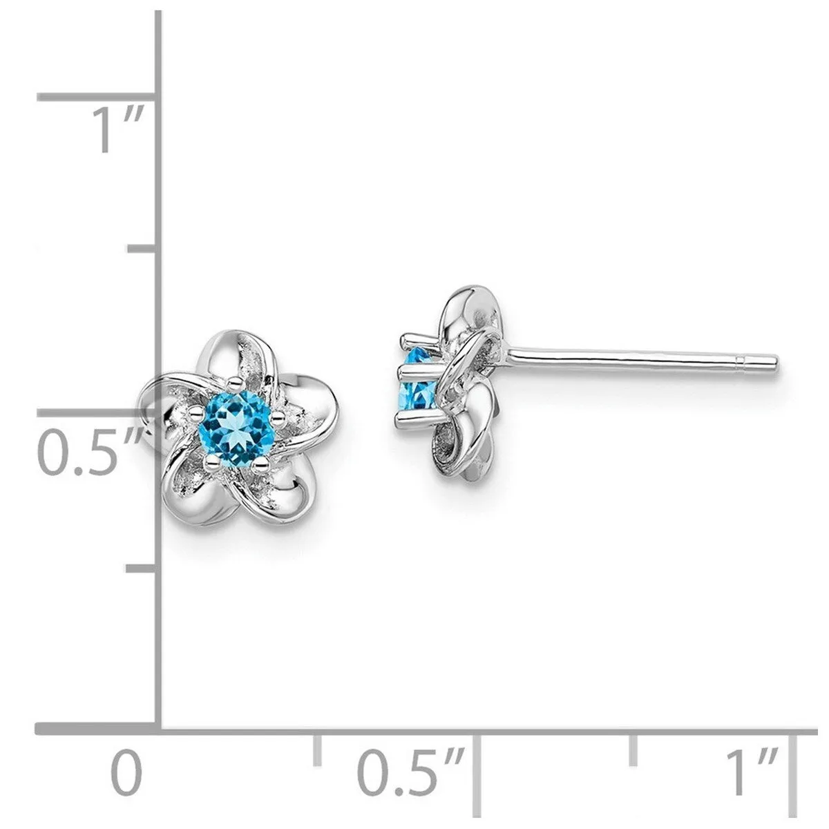 Curata 925 Sterling Silver Rhodium Plated Floral Blue Topaz Post Earrings - 14.5x8mm sold by Zulily product image thumbnail 5