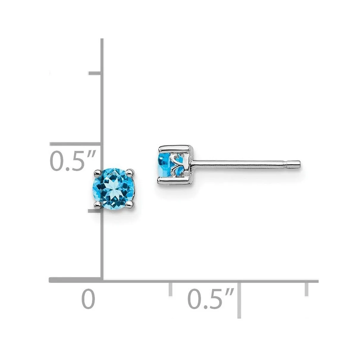 Curata 925 Sterling Silver Rhodium Plated 4mm Round Swiss Blue Topaz Post Earrings sold by Zulily product image thumbnail 4