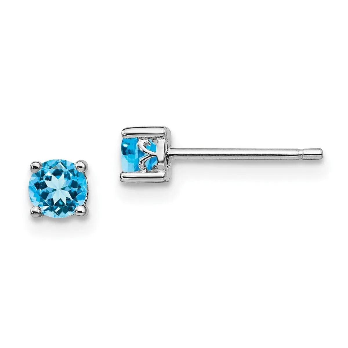 Curata 925 Sterling Silver Rhodium Plated 4mm Round Swiss Blue Topaz Post Earrings sold by Zulily product image thumbnail 3