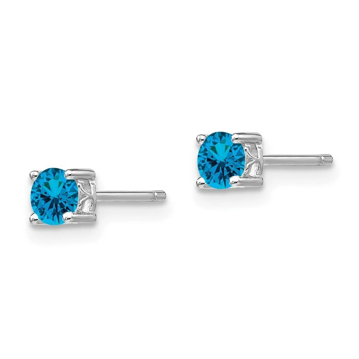 Curata 925 Sterling Silver Rhodium Plated 4mm Round Swiss Blue Topaz Post Earrings sold by Zulily product image thumbnail 5