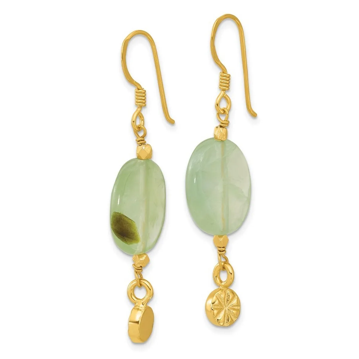 Curata 925 Sterling Silver Gold Plated Prehnite Dangle Earrings - 47x14.3mm sold by Zulily product image thumbnail 4