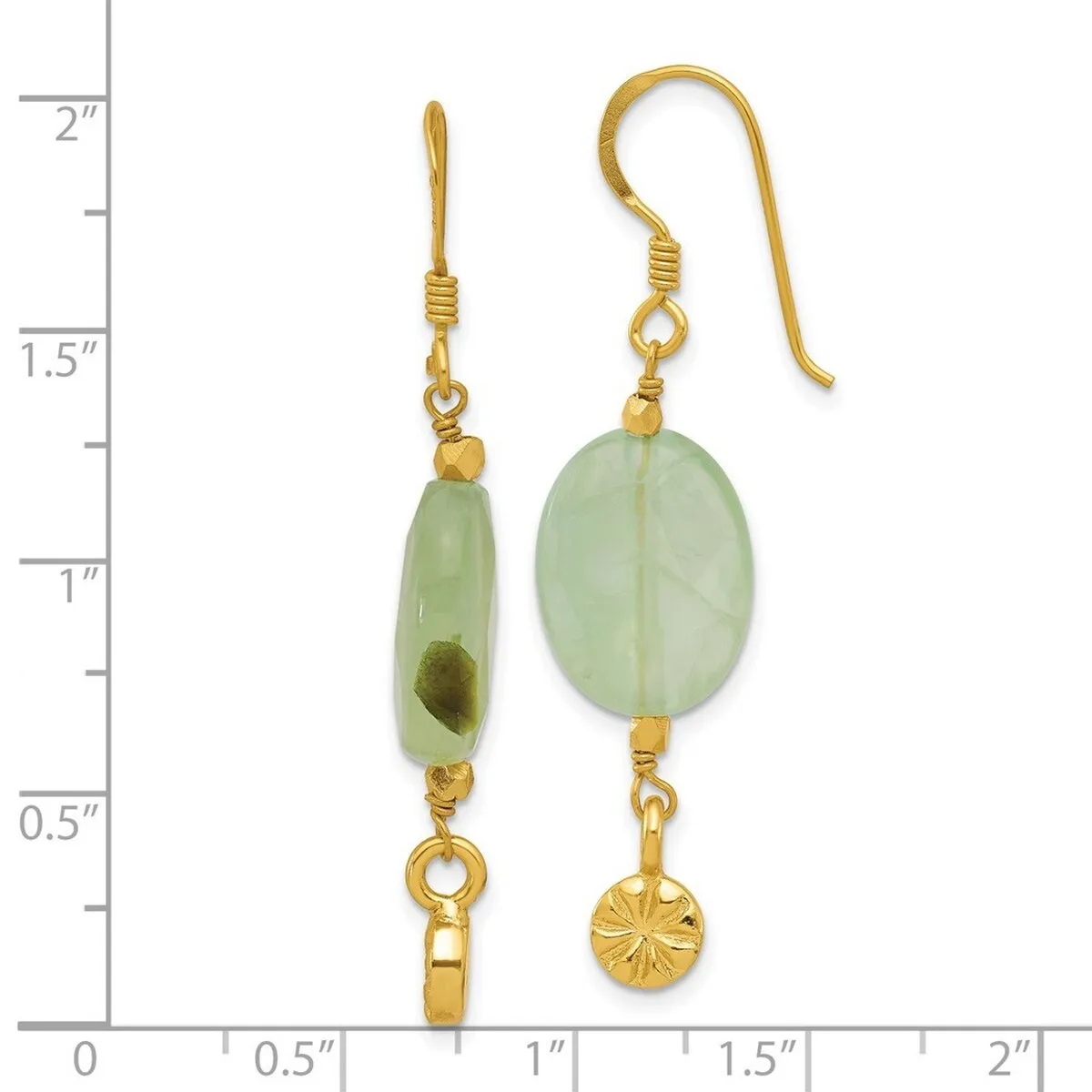 Curata 925 Sterling Silver Gold Plated Prehnite Dangle Earrings - 47x14.3mm sold by Zulily product image thumbnail 2