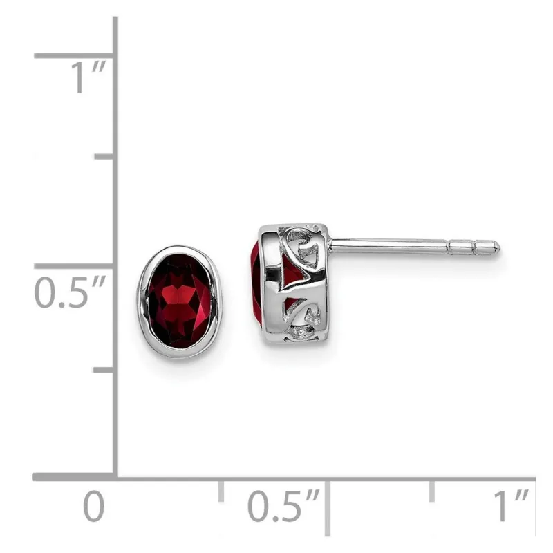 Curata 925 Sterling Silver Bezel Garnet Oval Post Earrings - 8x5mm sold by Zulily