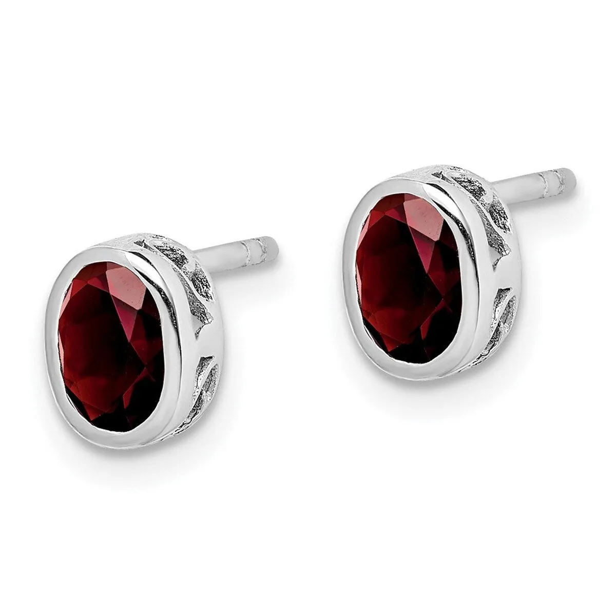 Curata 925 Sterling Silver Bezel Garnet Oval Post Earrings - 8x5mm sold by Zulily product image thumbnail 2