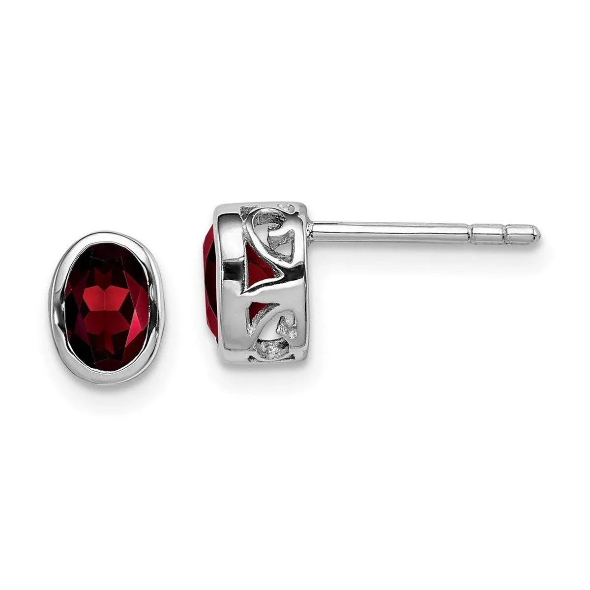 Curata 925 Sterling Silver Bezel Garnet Oval Post Earrings - 8x5mm sold by Zulily product image thumbnail 5