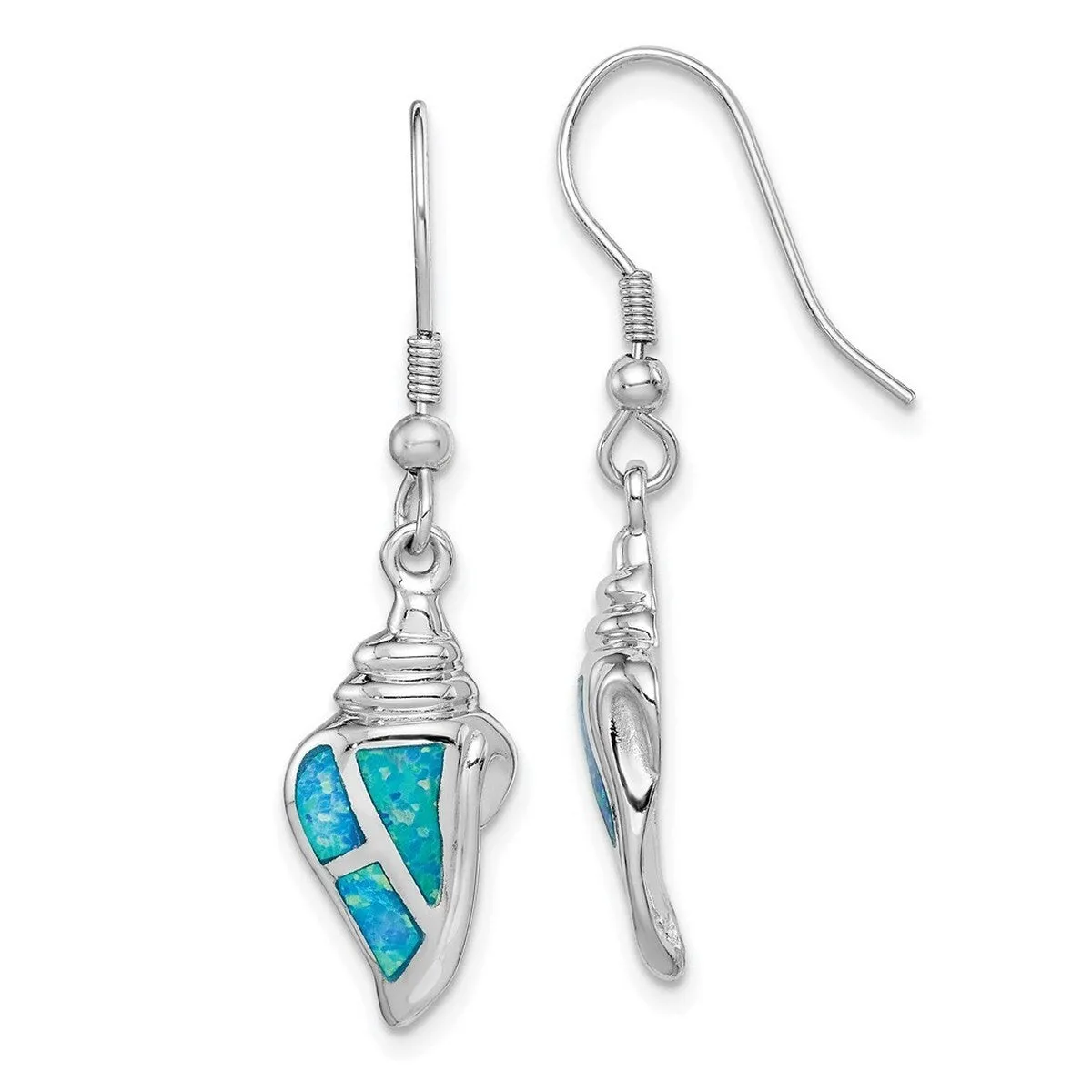 Curata 925 Sterling Silver Simulated Blue Opal Seashell Dangle Earrings - 36x9mm sold by Zulily product image thumbnail 2