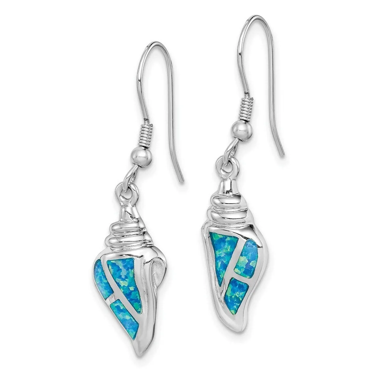 Curata 925 Sterling Silver Simulated Blue Opal Seashell Dangle Earrings - 36x9mm sold by Zulily product image thumbnail 4