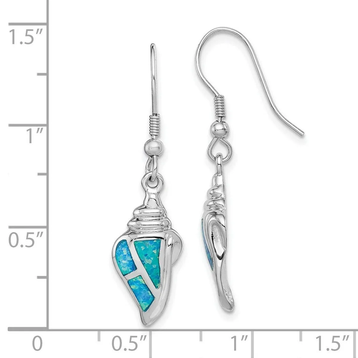 Curata 925 Sterling Silver Simulated Blue Opal Seashell Dangle Earrings - 36x9mm sold by Zulily product image thumbnail 3