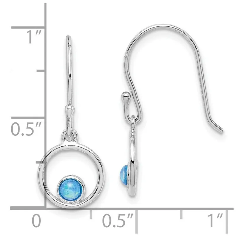 Curata 925 Sterling Silver Rhodium Plated Simulated Opal Circle Dangle Earrings - 24.58mm sold by Zulily