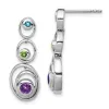 Curata 925 Sterling Silver Dangle Polished Post Rhodium Plated Peridot Blue Topaz and Amethyst Earrings - sold by Zulily