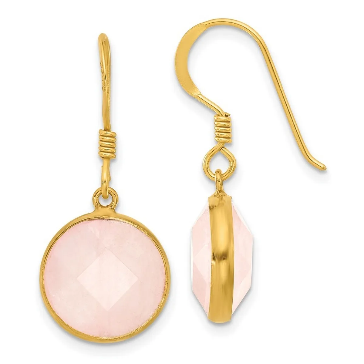 Curata 925 Sterling Silver Gold Plated Rose Quartz Dangle Earrings - 30.9x13mm sold by Zulily product image thumbnail 3