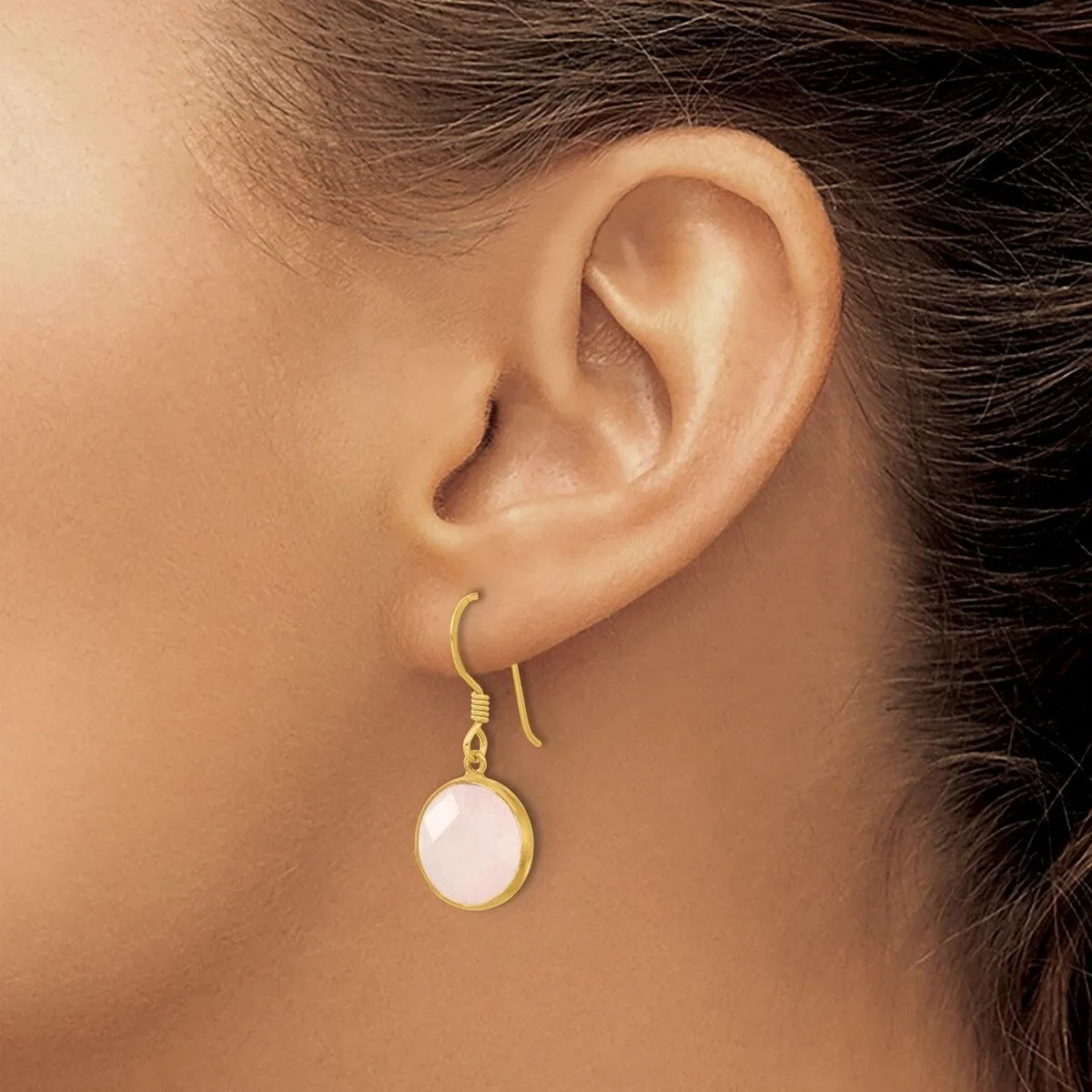 Curata 925 Sterling Silver Gold Plated Rose Quartz Dangle Earrings - 30.9x13mm sold by Zulily product image thumbnail 5