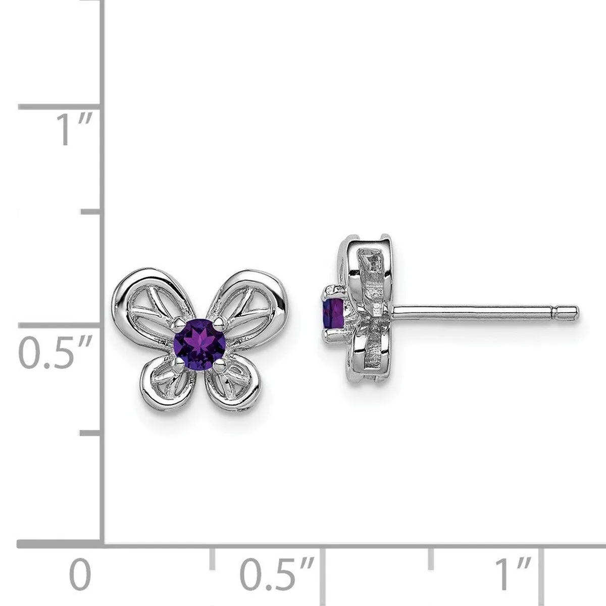 Curata 925 Sterling Silver Polished Post Amethyst Butterfly Earrings - 9x10mm sold by Zulily product image thumbnail 4