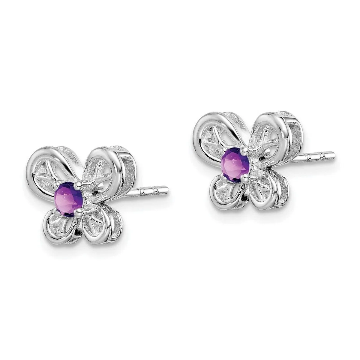 Curata 925 Sterling Silver Polished Post Amethyst Butterfly Earrings - 9x10mm sold by Zulily product image thumbnail 5