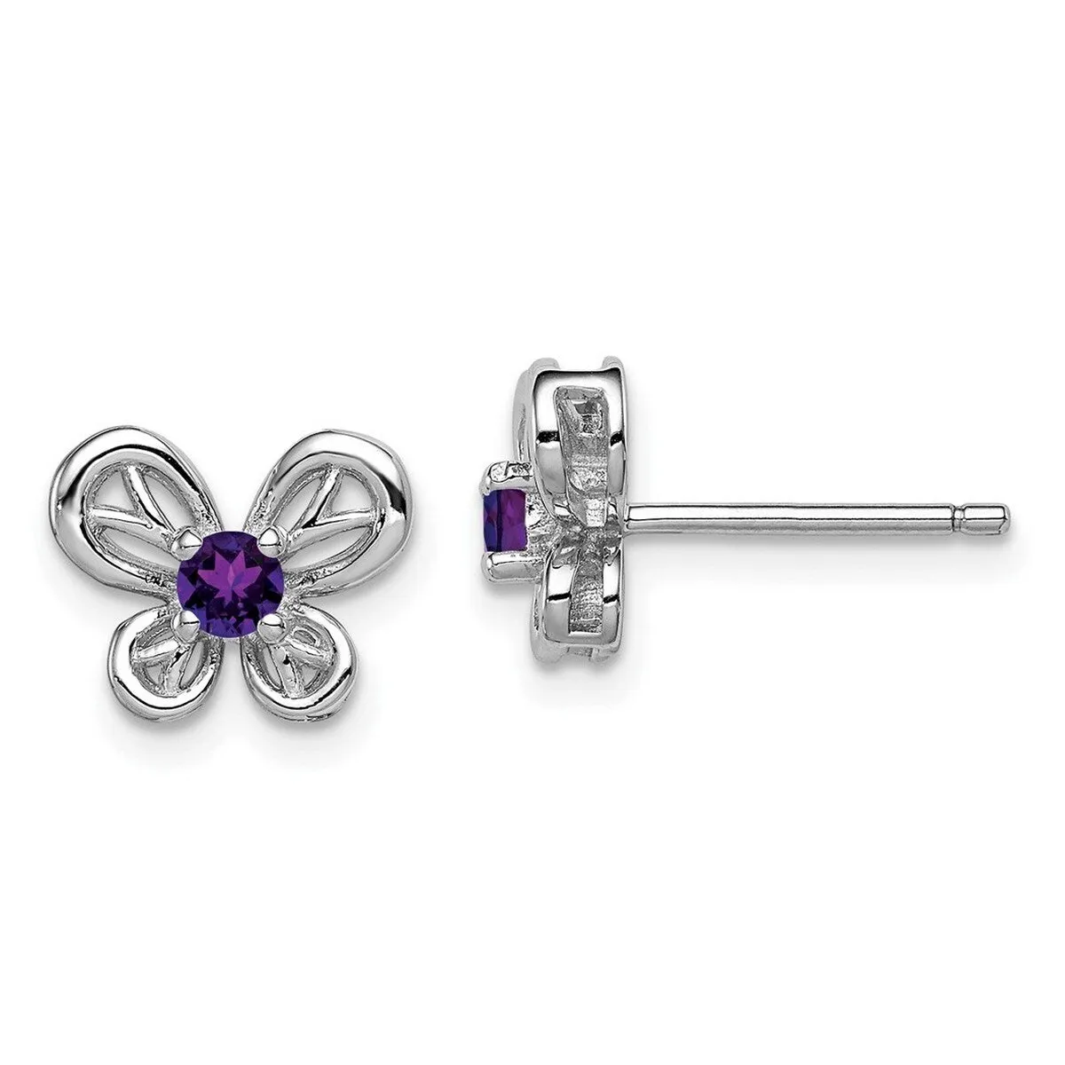 Curata 925 Sterling Silver Polished Post Amethyst Butterfly Earrings - 9x10mm sold by Zulily product image thumbnail 3