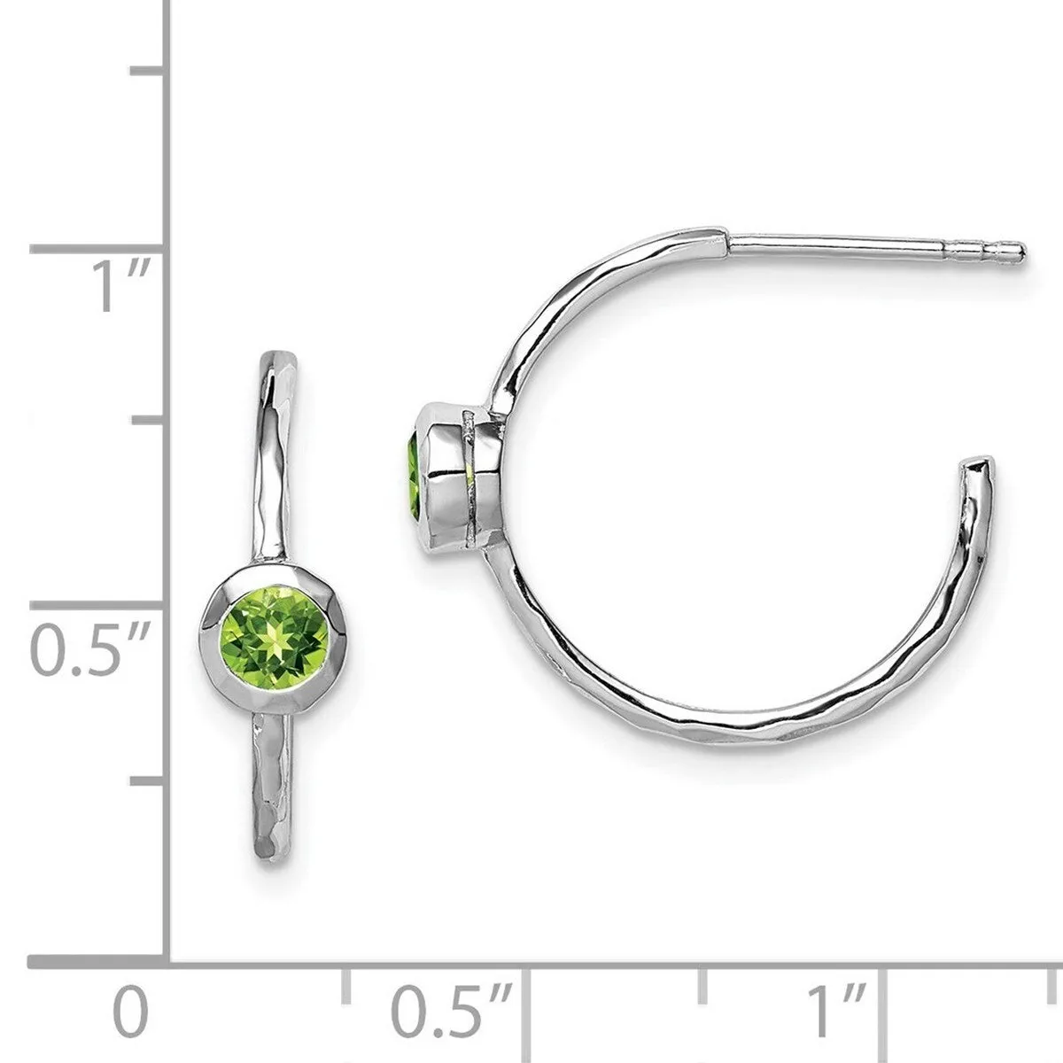 Curata 925 Sterling Silver Rhodium Plated Peridot Post Hoop Earrings - 19x21mm sold by Zulily
