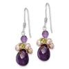 Curata 925 Sterling Silver Amethyst Peridot Chips Freshwater Cultured Peach Pearl Earrings - 37x9mm sold by Zulily