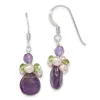Curata 925 Sterling Silver Amethyst Peridot Chips Freshwater Cultured Peach Pearl Earrings - 37x9mm sold by Zulily