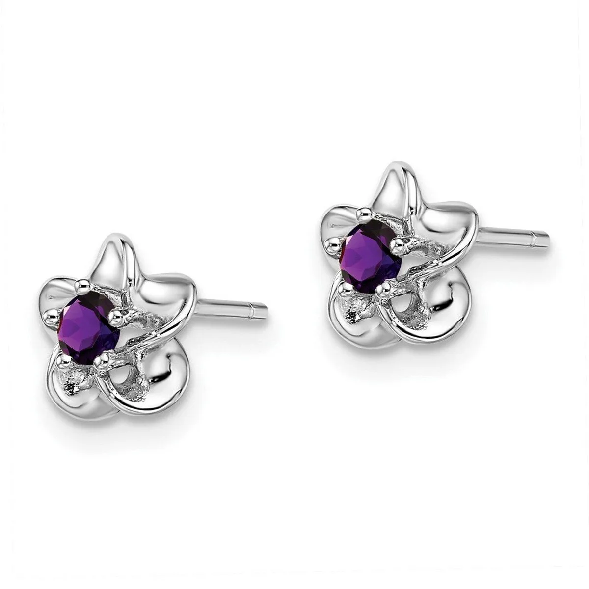 Curata 925 Sterling Silver Rhodium Plated Floral Amethyst Post Earrings - 14.5x8mm sold by Zulily product image thumbnail 5