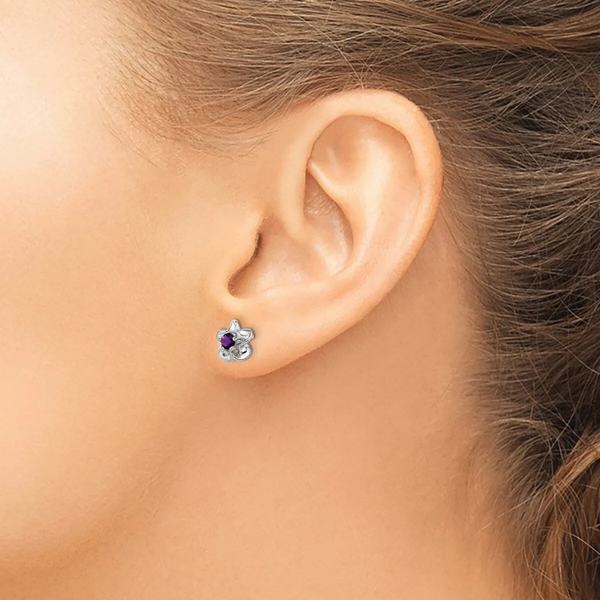 Curata 925 Sterling Silver Rhodium Plated Floral Amethyst Post Earrings - 14.5x8mm sold by Zulily product image thumbnail 2