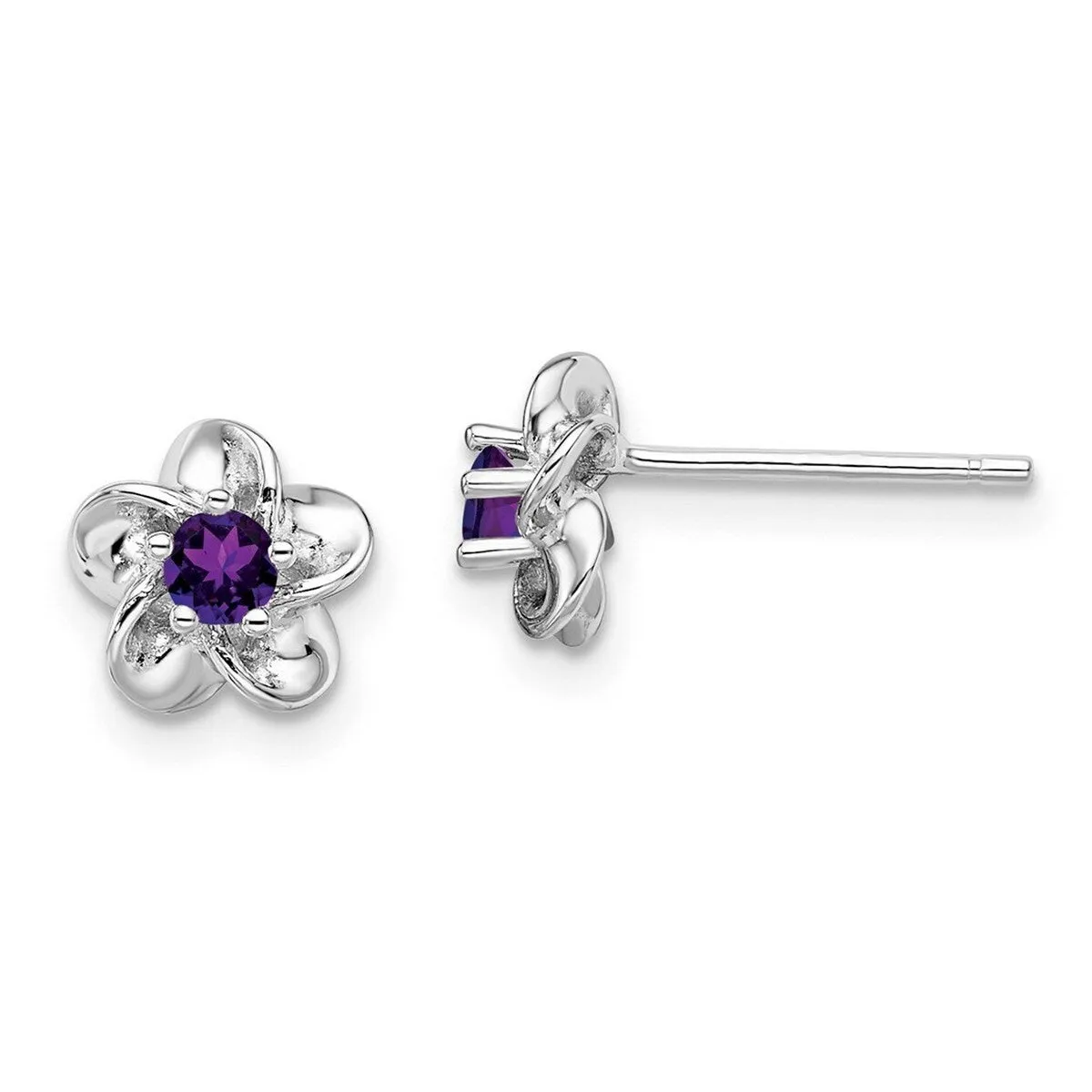 Curata 925 Sterling Silver Rhodium Plated Floral Amethyst Post Earrings - 14.5x8mm sold by Zulily product image thumbnail 3