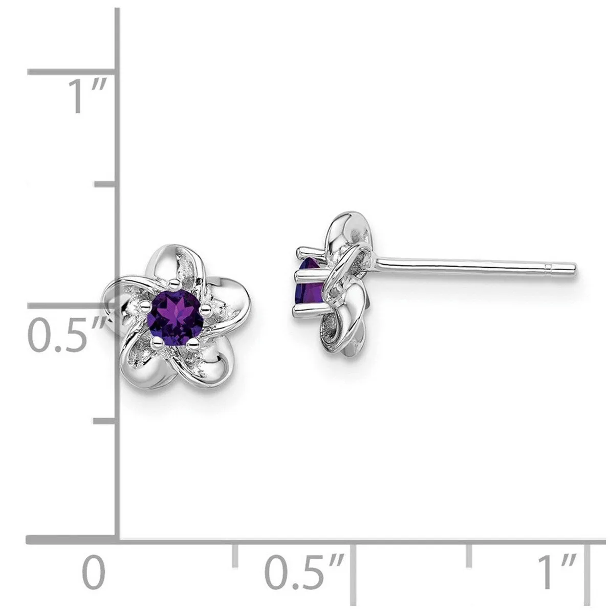Curata 925 Sterling Silver Rhodium Plated Floral Amethyst Post Earrings - 14.5x8mm sold by Zulily product image thumbnail 4