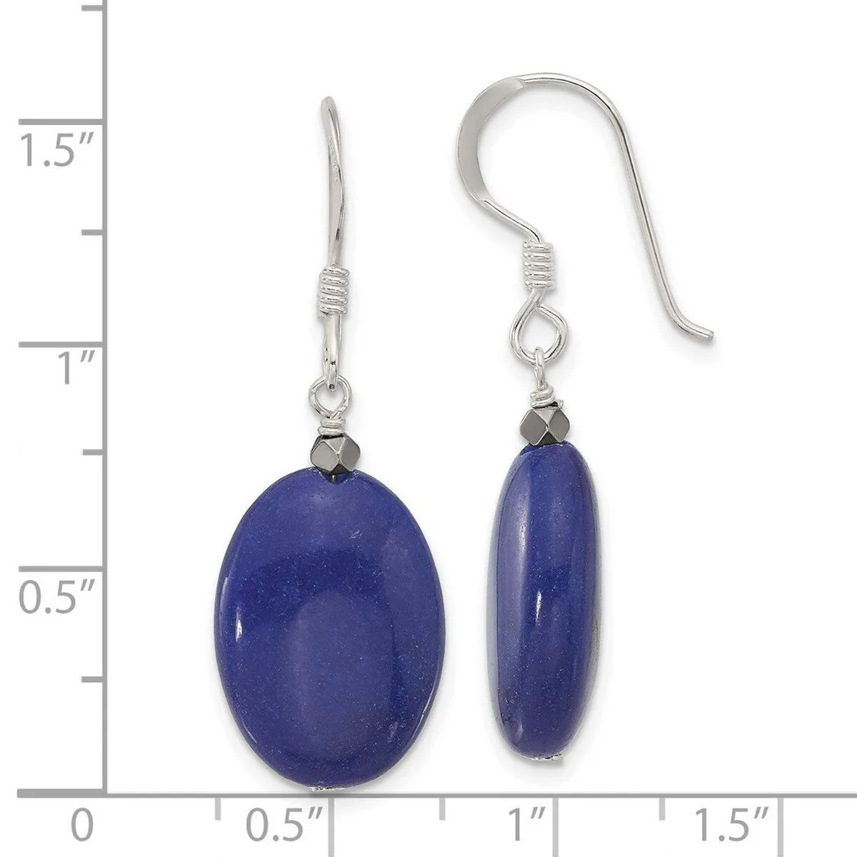 Curata 925 Sterling Silver Blue Quartz and Hematite Hook Earrings - 38.6x13.2mm sold by Zulily